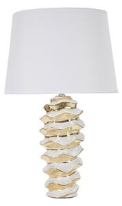 Lampada da tavolo in ceramica bianca e dorata Dimensioni � 33x h 53 cm in ceramica bianca dorata effetto alveare