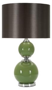 Lampada da Tavolo base in vetro verde e paralume in velluto dorato 40x40x h70 cm Lampada E-27 Attacco con filo FILO colore verde