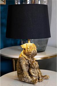 Lampada da tavolo in resina dorata a forma di coppia di cani Dimensioni 26xh 43,8 cm in resina dorata e paralume in tessuto nero