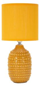 Lampada da comodino con base OCRA e decorazioni in rilievo POINTS MUSTARD Dimensioni � 15x h 30 cm Lampada E-27 Attacco con filo FILO paralume colore Ocra