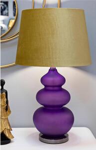 Lampada da Tavolo base in vetro viola e paralume in velluto dorato 40x40x h70 cm Lampada E-27 Attacco con filo FILO colore viola