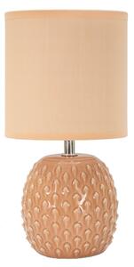 Lampada da comodino con base ROSA e decorazioni in rilievo PONTUS PEACH Dimensioni � 15x h 30 cm Lampada E-27 Attacco con filo FILO paralume colore Pesca
