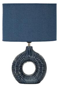 Lampada da Tavolo elegante con base blu e decorazioni in rilievo irregolari SETA BLU Dimensioni � 28x15x h 43 cm Lampada E-27 Attacco con filo FILO paralume colore blu