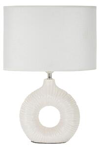 Lampada da Tavolo elegante con base bianco e decorazioni in rilievo irregolari SETA BIANCA Dimensioni � 28x15x h 43 cm Lampada E-27 Attacco con filo FILO paralume colore bianco