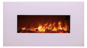 Caminetto Elettrico Da Parete MONTE BIANCO In Acciaio e Vetro Da 1500 W Dimensioni 98x13,8 x h 55 cm - Peso 17 kg programmabile per 7 giorni Effetto Fiamma Led Bianco