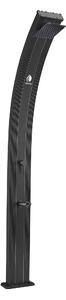 Elegante Doccia Solare In Alluminio Ella Colore Nero Con Fascia Centrale Colore Legno 20x20x h 224 cm - peso 7,7 kg con Lava piedi da 40 Lt max temperatura 35 gradi colore Nera RAL9004