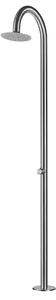 Doccia da Giardino esterno PALAU-FREDDA Doppio Attacco Dimensioni 26x37x h 243,9 cm con LAVAPIEDI da esterno In Acciaio Inox 316 L Resistente Agenti Atmosferici e Salsedine inox satinato