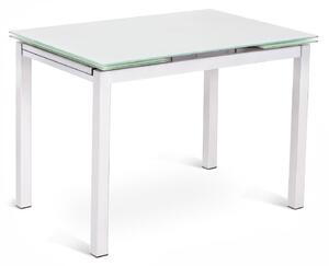 Tavolo Allungabile Baud Kitchen & Living 80x130 200xH75 cm, Bianco, Vetro Temperato e Metallo