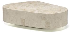 Tavolino Trapezio Linea Stone Decor E5, 100x52xH28 cm, colore Beige, Base in Pietra Fossile White Agata, Struttura Interna in Compensato Marino