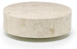 Tavolino Stone Decor E5 85x85xH28 cm, Finitura Beige, Base in Pietra Fossile White Agata, Struttura Interna in Compensato Marino