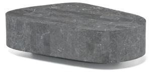 Tavolino Trapezio Stone Decor E5 100x52xh28 cm, Finitura Grigio, Base in Pietra Fossile Gray Stone