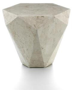Tavolino Diamond Small Linea Stone Decor E5, 60x60xH50 cm, Finitura Beige, Base Pietra Fossile White Agata, Struttura Interna Compensato Marino