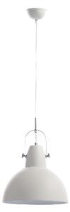 Lampada a Sospensione Kande Design Twist 38x38xH165 cm, Paralume Bianco Opaco, Cavo Grigio, Rosone Bianco Opaco, Materiali Metallo e Acciaio