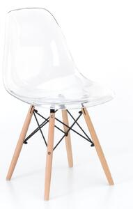 Sedia Isotta Design twist 47x46xH82 cm, Seduta e Schienale Bianchi, Gambe in Legno di Faggio