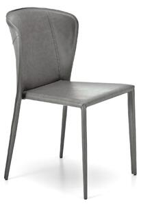 Sedia Break Kitchen & Living 49x56xH82 cm, Grigio Chiaro, Similcuoio e Metallo