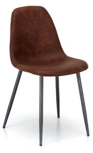 Sedia Brigitte Kitchen & Living 44x50xH84 cm, Seduta e Schienale Marrone, Gambe Nero, Similpelle e Metallo