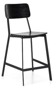 Sgabello in Legno Woody Design Twist 51x51.5xh97 cm, Colore Nero, Seduta e Schienale in Legno, Gambe in Metallo
