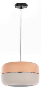 Lampada a Sospensione Idra Design Twist 35x35xH150 cm, Paralume Rosa e Grigio, Cavo e Rosone Nero, Materiale Metallo