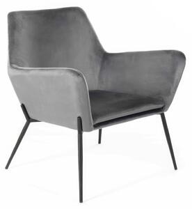 Poltrona in Velluto Gin Madie e Complementi d'arredo E5 70x71,5xh79 cm, Rivestimento Antracite, Base Nero, Struttura Metallo