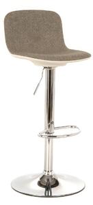 Sgabello in Tessuto Jimmy Design Twist 38,5x36xH88 102 cm, Seduta e Schienale Grigio Chiaro Bianco, Gambe Grigio Cromo, Materiale Tessuto e Metallo