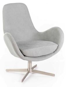Poltrona girevole Olga Madie e Complementi d'arredo E5 72x64xh85 cm, Rivestimento grigio chiaro, Materiale Tessuto, Seduta Poliuretano espanso e Ovatta, Struttura Metallo