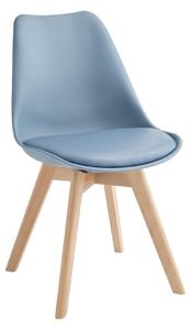 Sedia Carlotta Design twist 48x52xH82 cm, Seduta azzurro, Schienale azzurro, Gambe marrone, Seduta Similpelle, Schienale Polipropilene, Gambe Struttura legno di faggio