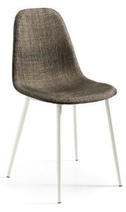 Sedia in Similrattan Martina Kitchen & Living 43x38xH86,5 cm, Seduta e Schienale Marrone, Gambe Bianche, Struttura in Metallo