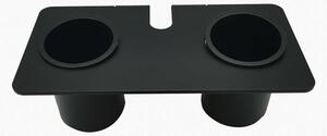 Mensola in alluminio completa di bicchieri disponibile in diversi colori da applicare alla barra SISTEMA PROP Dimensione 20,5x10,5 cm. con bicchieri colore nero opaco