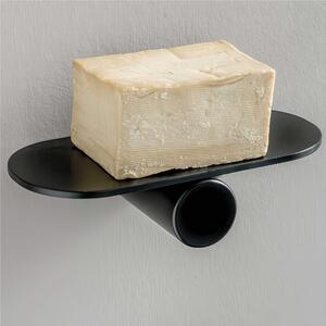 Mensola Portasapone sospeso in Ottone verniciato LINEA DOT Dimensioni 17,5 x14xh 9,2 cm Stile Industriale contemporaneo finitura Nero Opaco