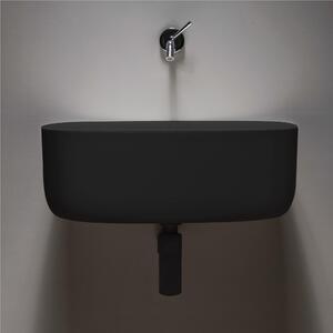 Lavabo in poliuretano morbido Rettangolare BOUNCE Sospeso o da Appoggio Dimensioni 56x34 x h18- Stile Industriale colore Nero