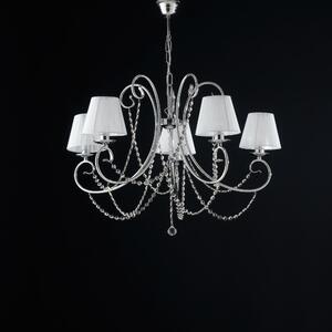 Lampadario Magda in Ferro Cromato 5 Luci, Cromo Lucido, Dimensioni �72xH55-115 cm