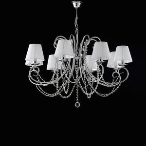 Lampadario Magda 58xMAX 118x�78 cm, Cromo Lucido, Ferro Cromato, 8xE14 - 42 Watt Max