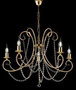Lampadario Magda in Ferro Dorato 5 Luci, Oro Lucido, 68x115 cm, Illuminazione 5xE14 - 42 Watt Max