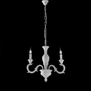 Lampadario Fiorenza in Legno Bianco Shabby, 43x43xh110 cm, 3xE14 - 42 Watt Max, Colore Bianco Shabby