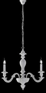 Lampadario Leonardo in Legno Bianco Shabby, H.57 - MAX 117 - �43 cm, 3xE14 - 42 Watt Max, Colore Bianco Shabby