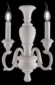 Applique Fiorenza in Legno Bianco Shabby, 18x16xH40 cm, 2xE14 - 42 Watt Max, Colore Bianco Shabby