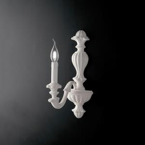 Applique Leonardo in Legno Bianco Shabby 14x24xH40 cm, 1xE14 - 42 Watt Max, Bianco Shabby