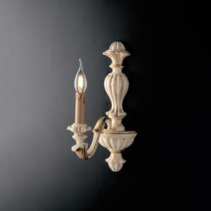 Applique Leonardo in Legno Avorio e Foglia Oro, 40x14x24 cm, 1xE14 - 42W Max, Colore Avorio Foglia Oro