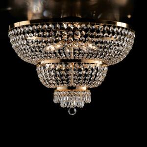 Plafoniera Mozart 48x�65 cm, Oro Lucido, Ferro e Ottone Dorato con Strass, 8xE14 - 42 Watt Max
