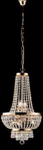Lampadario Mozart in Ferro e Ottone Dorato con Strass, 70x130x�35 cm, Oro Lucido, 5xE14 - 42 Watt Max