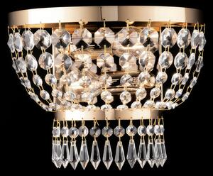 Applique Mozart 22x27x14 cm, Oro Lucido, in Ferro e Ottone Dorato con Strass, 2xE14 - 42 Watt Max
