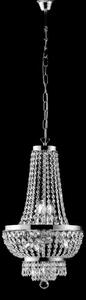Lampadario Mozart in Ferro e Ottone Cromato con Strass, 70xMAX 130x�35 cm, Cromo Lucido, 5xE14 - 42 Watt Max