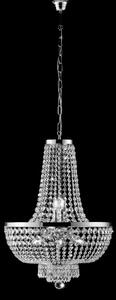 Lampadario Mozart 74xMAX 134x�50 cm, Cromo Lucido, Ferro e Ottone Cromato con Strass, 8xE14 - 42 Watt Max