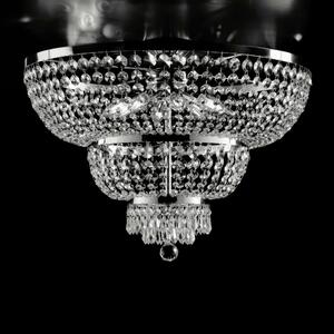 Plafoniera Mozart in Ferro e Ottone Cromato con Strass, �65xH48 cm, 8xE14 - 42 Watt Max, Cromo Lucido