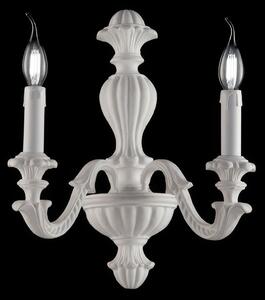 Applique in Legno Bianco Shabby 2 Luci Leonardo, 40x29x19 cm, Colore Bianco Shabby, Illuminazione 2xE14 - 42 Watt Max