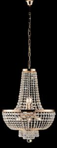 Lampadario Mozart H74 - MAX 134 - �50 cm, Oro Lucido, in Ferro e Ottone Dorato con Strass, 8xE14 - 42 Watt Max
