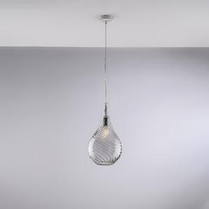 Sospensione Pluvia in Ferro con Vetro Grigio Pyrex, �20xH42 - MAX 142 cm, Grigio, 1xE27 - 55 Watt Max