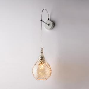 Applique Pluvia in Ferro con Vetro Ambra Pyrex, 60x14x21 cm, Colore Ambra, 1xE14 - 42 Watt Max