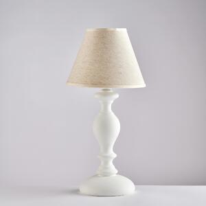 Lumetto in Legno Bianco Shabby 1 Luce con Paralume �20xH40 cm, Colore Bianco Shabby, Linea Cascina