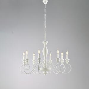 Lampadario Cascina 61xMAX 121x�82 cm, Bianco Shabby, Legno e Ferro Laccato